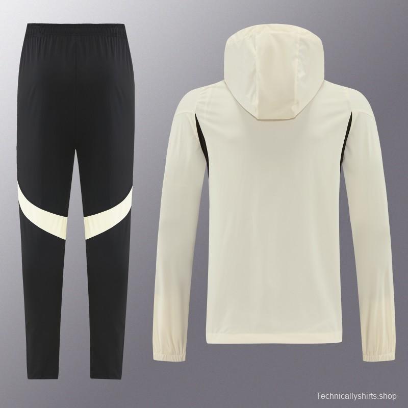 26/27 Liverpool Cream Full Zipper Hooded Jacket Tracksuit + Black Long Pants