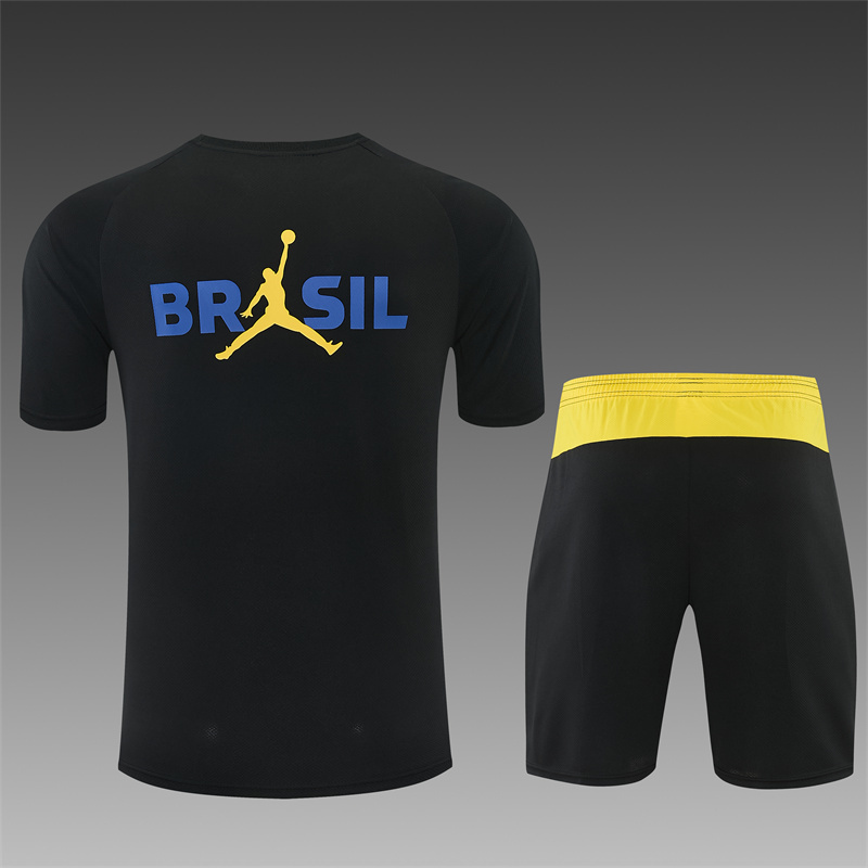 2026 Brazil Black & Yellow Short Sleeve+Soccer Shorts