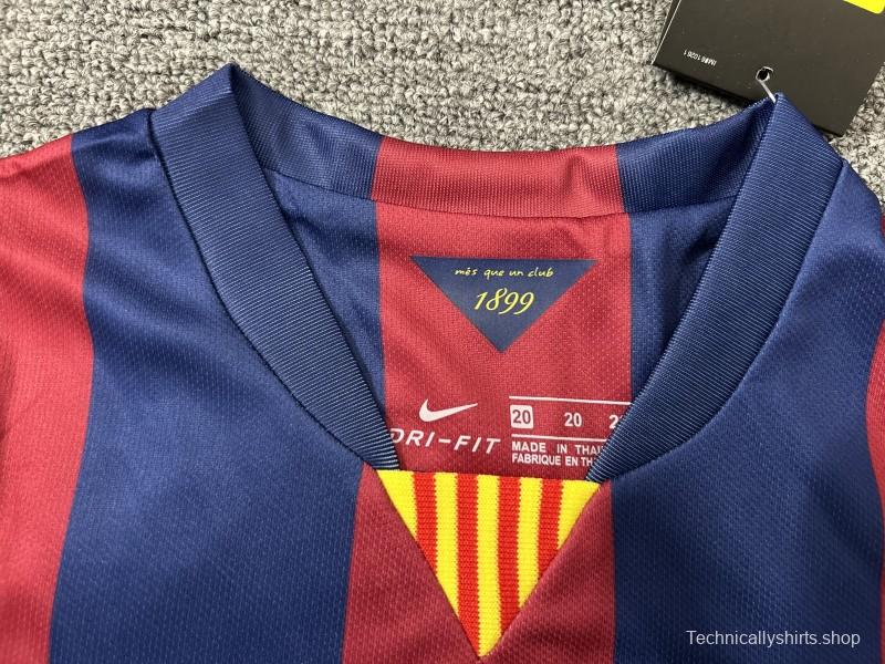 Retro Kids 14/15 Barcelona Home Long Sleeve Jersey