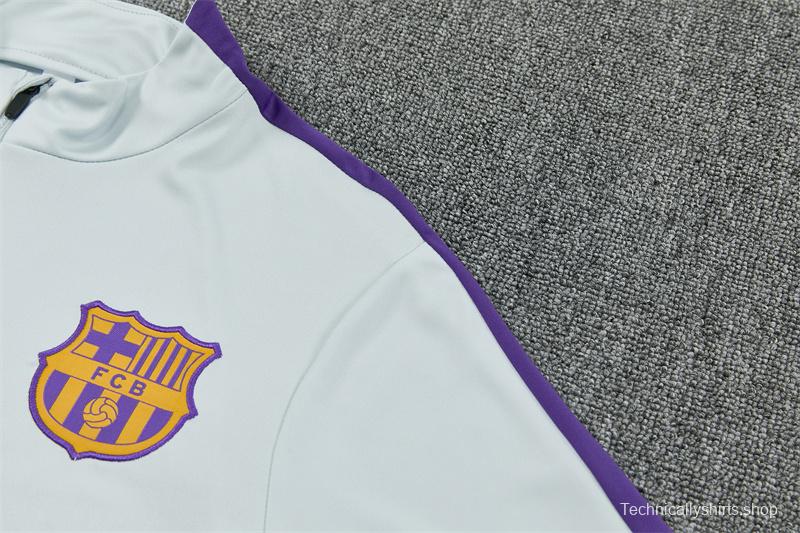 Player Version 26/27  Barcelona Light GreyHalf Zipper Jacket+Long Pants