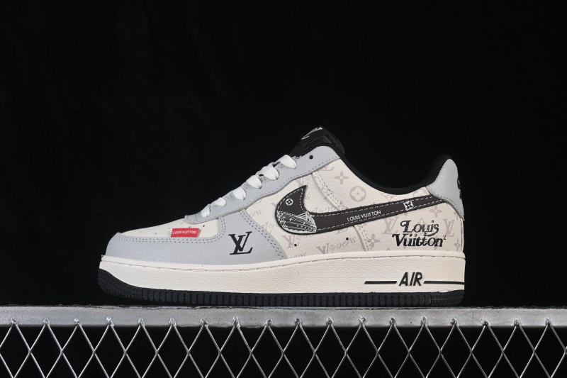 Nike Air Force 1 '07 Low Casual Sneakers in Grey and White with Contrasting Overlays - DF0188-138