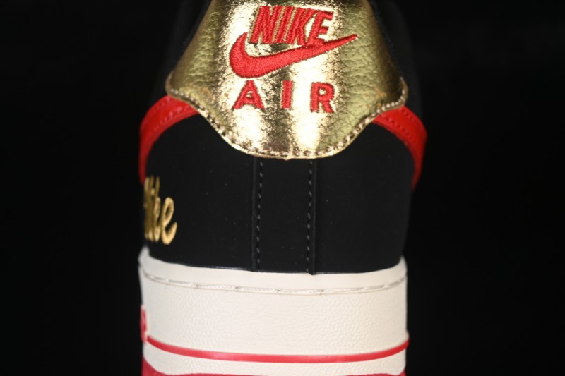 Nike Air Force 1 '07 Low Men's Basketball Shoes with Metallic Gold and Red Flame Design - NH0601-528