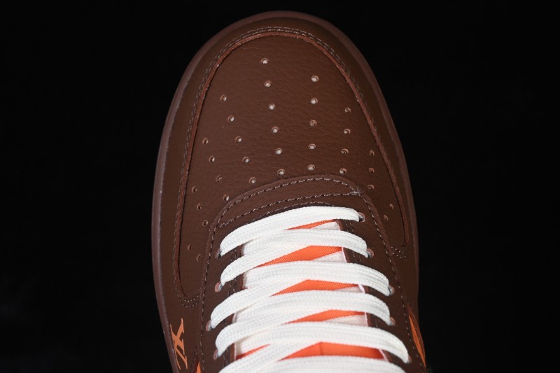 Nike Air Force 1 '07 Low Collaboration Sneakers in Orange Brown and Sage Green Casual Court Shoes - DF0188-126