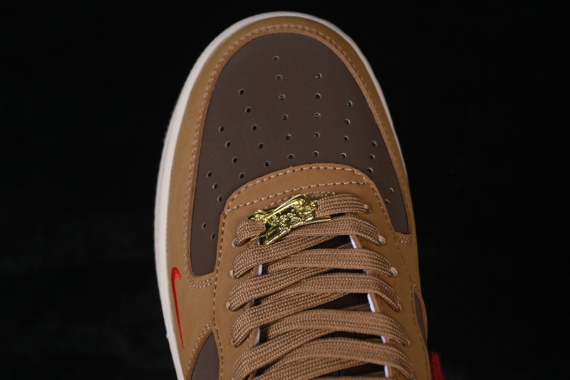 Nike Air Force 1 '07 Low Year of the Horse Limited Edition Warm Brown and Vermilion Casual Sneakers - NH0601-516