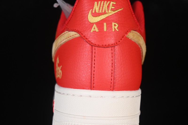 Nike Air Force 1 '07 Low Lunar New Year Limited Edition Casual Sneakers with Suede Gold Swoosh - XD0028-012