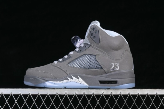 Nike Air Jordan 5 Wolf Grey Basketball Shoes with Premium Leather Upper - DD0587-002