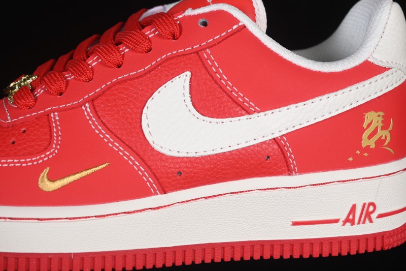 Nike Air Force 1 '07 Low Year of the Horse Limited Edition Casual Sneakers with Crimson and Gold Accents - NH0601-523