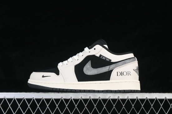 Nike Air Jordan 1 Low Retro Basketball Shoes with Premium Custom Leather and Full-Length Air Cushion - LD8888-012