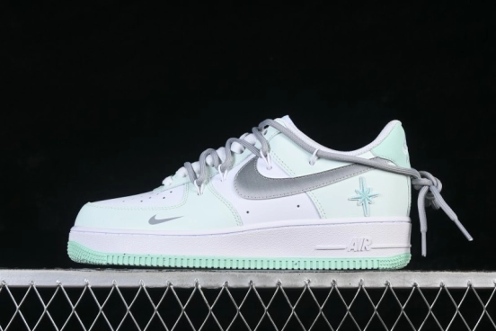 Nike Air Force 1 '07 Low Casual Skateboarding Shoes with Cloud White Mint Accents - XX7981-476