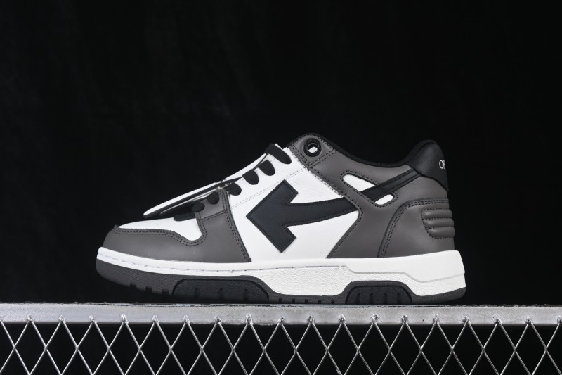 Off-White Out of Office Low-Top Fashion Skate Shoes in White Dark Grey Black - FYD4