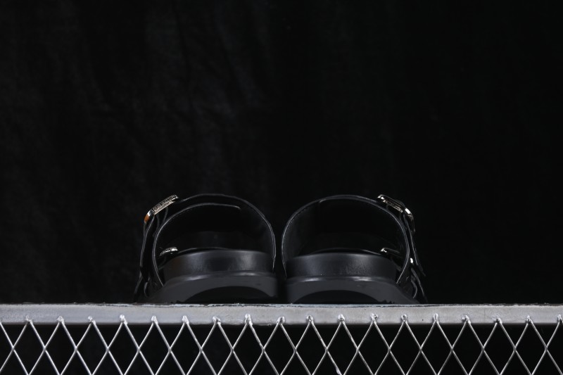 Louis Vuitton Venice Comfort Calfskin Suede Round-Toe Slide Sandals