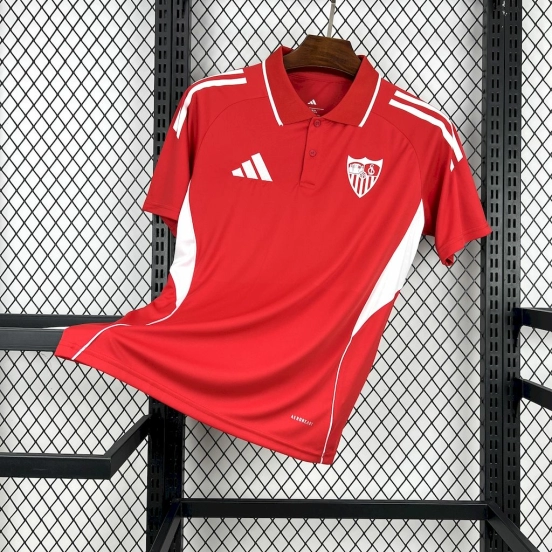 2025/26 Mens Sevilla FC Red Travel Polo Jersey