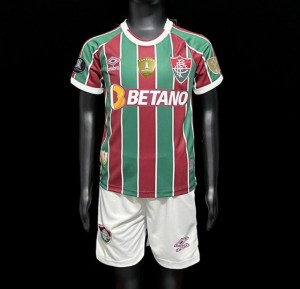 23/24 Kids Fluminense Home Jersey With Full Patch