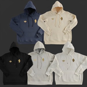 2024 Juventus Black/Navy/Grey/Beige/White Hoodie With Golden Badge