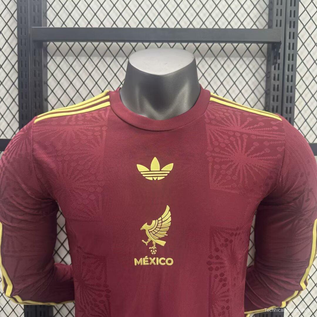 Player Version 2025 Mexico Gold Cup Wine Long Sleeve Jersey