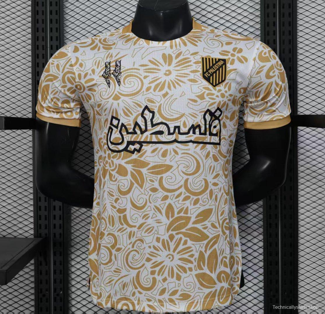 Player Version 25/26 FC Palestine White with Golden Floral Pattern Jersey