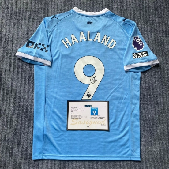 erling haaland 25/26 man city signed + coa