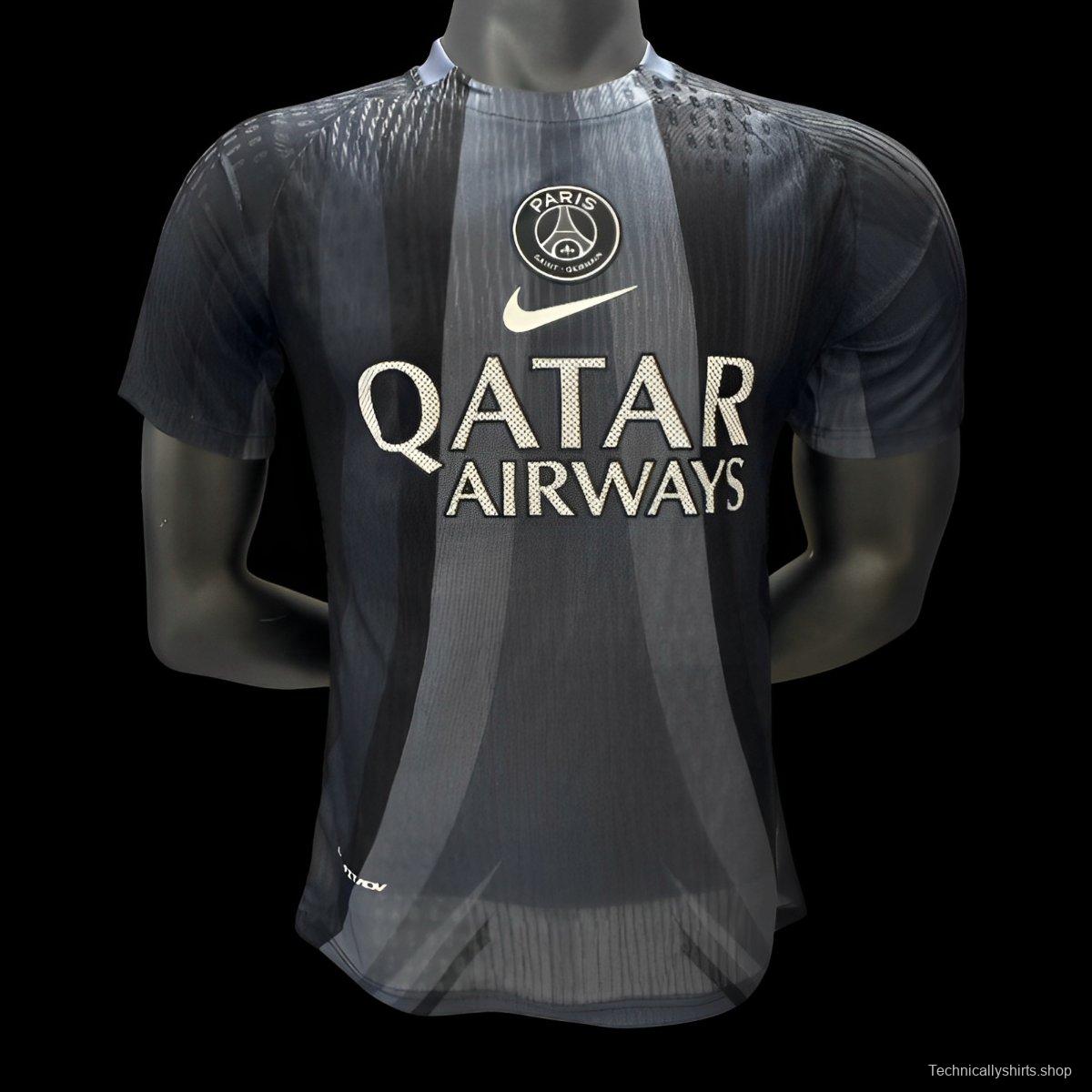 Player Version 25/26 PSG Black with Vertical Stripe Pattern Jersey