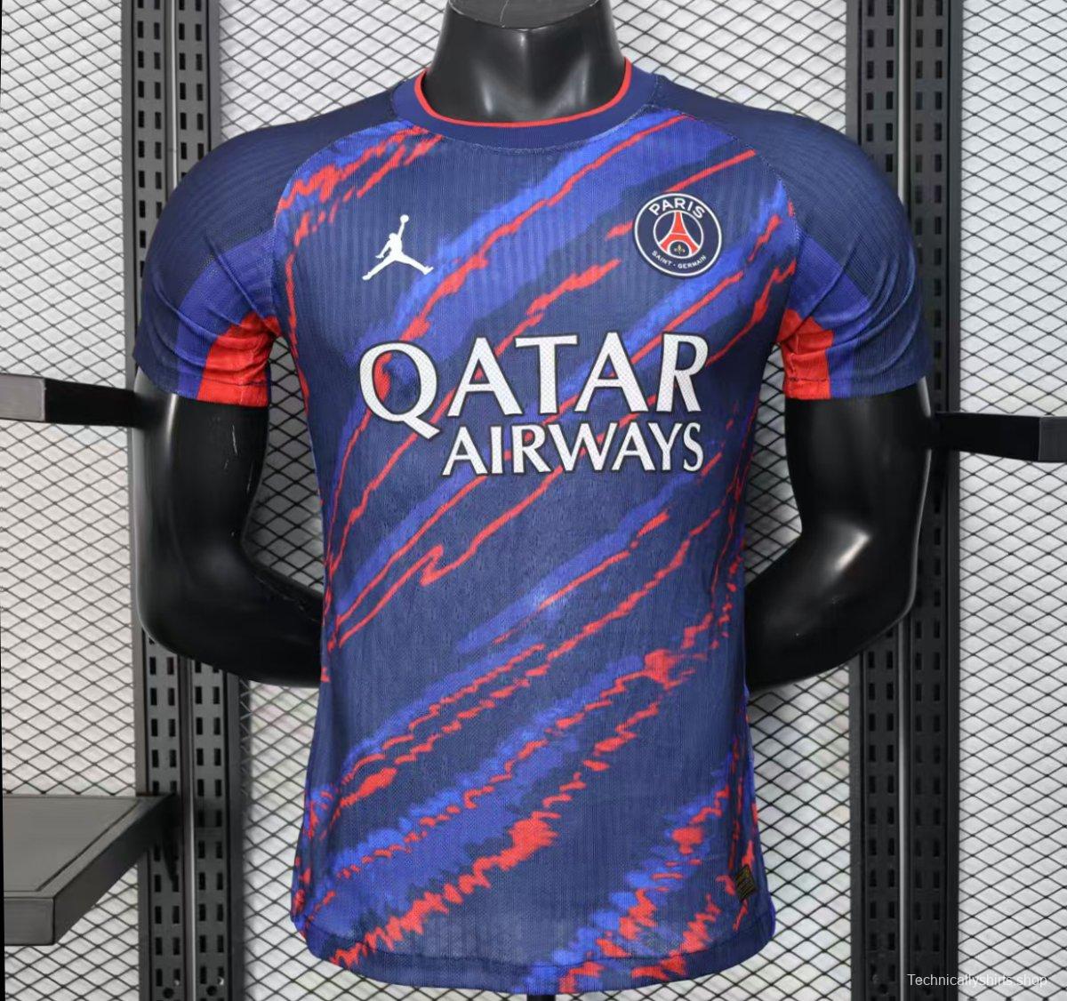 Player Version 25/26 PSG Paris Saint-Germain Blue with Red Lightning Pattern Jersey