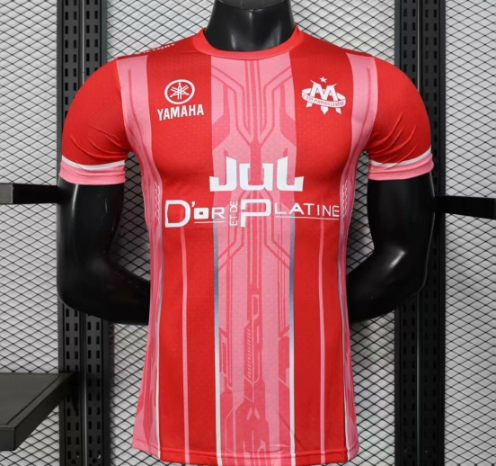 Player Version 25/26 Olympique de Marseille Red with Vertical Stripes Jersey