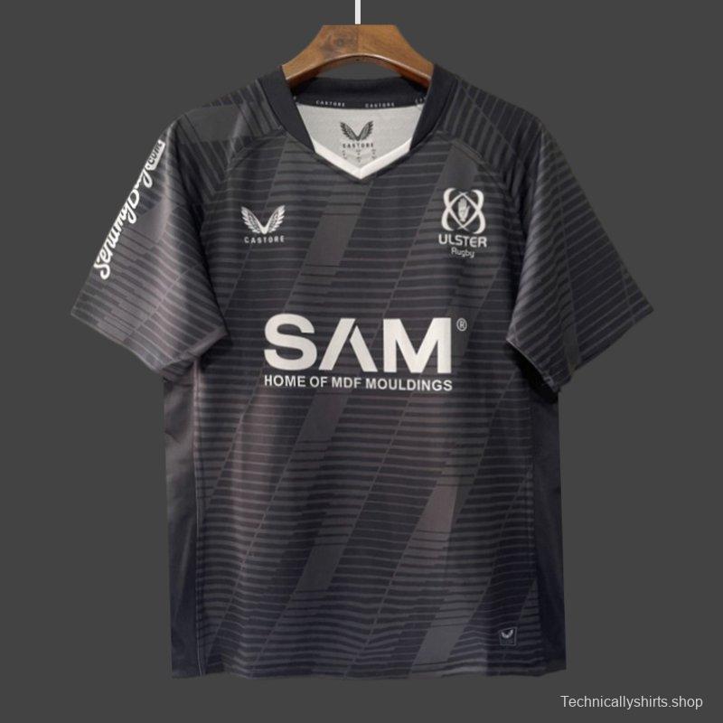 25/26 Ulster Rugby Black with Horizontal Stripe Pattern Jersey