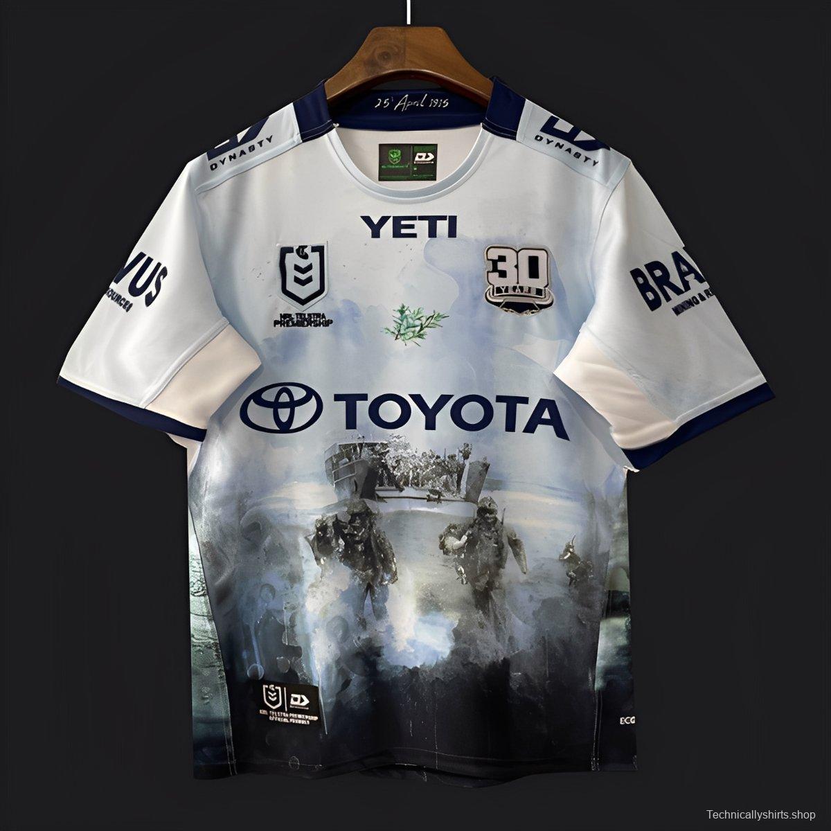 25/26 North Queensland Cowboys White with ANZAC Gallipoli Commemorative Jersey