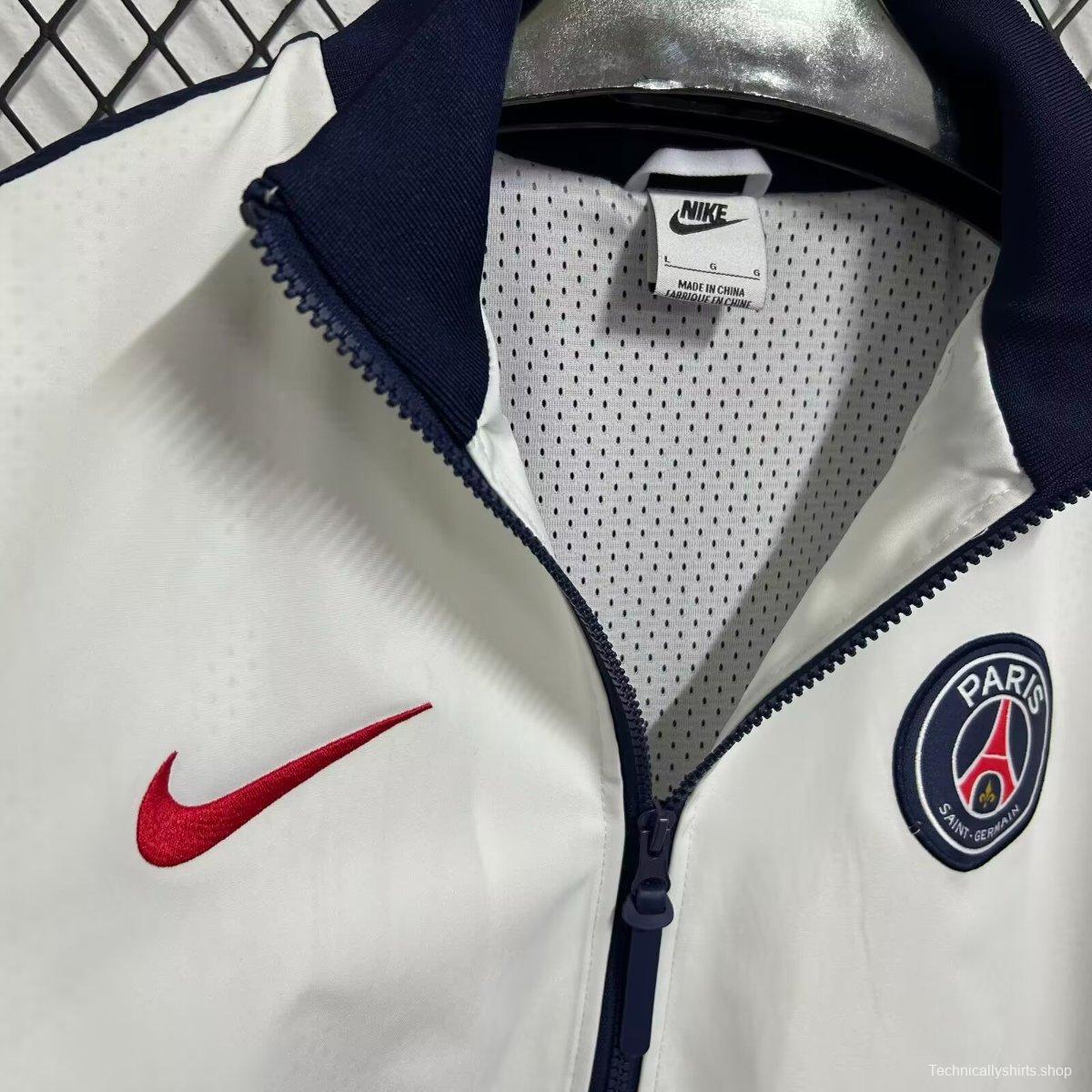 25/26 PSG White Full Zipper Windbreaker