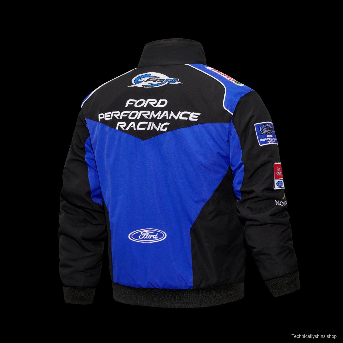 2026 F1 Ford Performance Racing FPV Motorsport Jacket in Black Blue White with Castrol GT Sponsor Logos