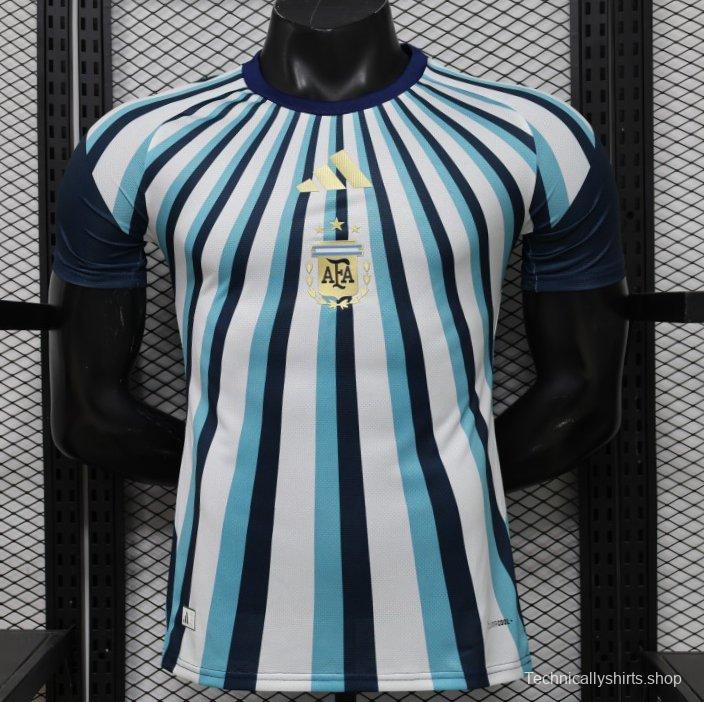 Player Version 2026 Argentina White Light Blue Dark Blue Radial Stripe Special Edition Jersey
