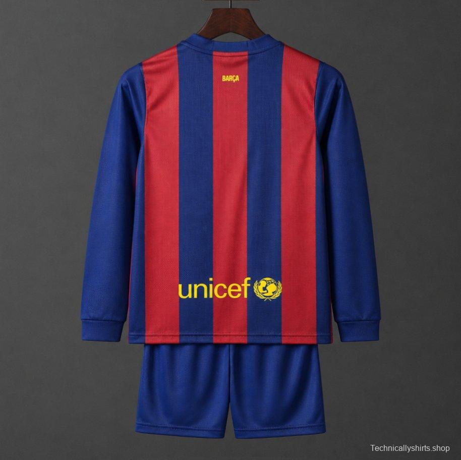 Retro Kids 14/15 Barcelona Home Long Sleeve Jersey