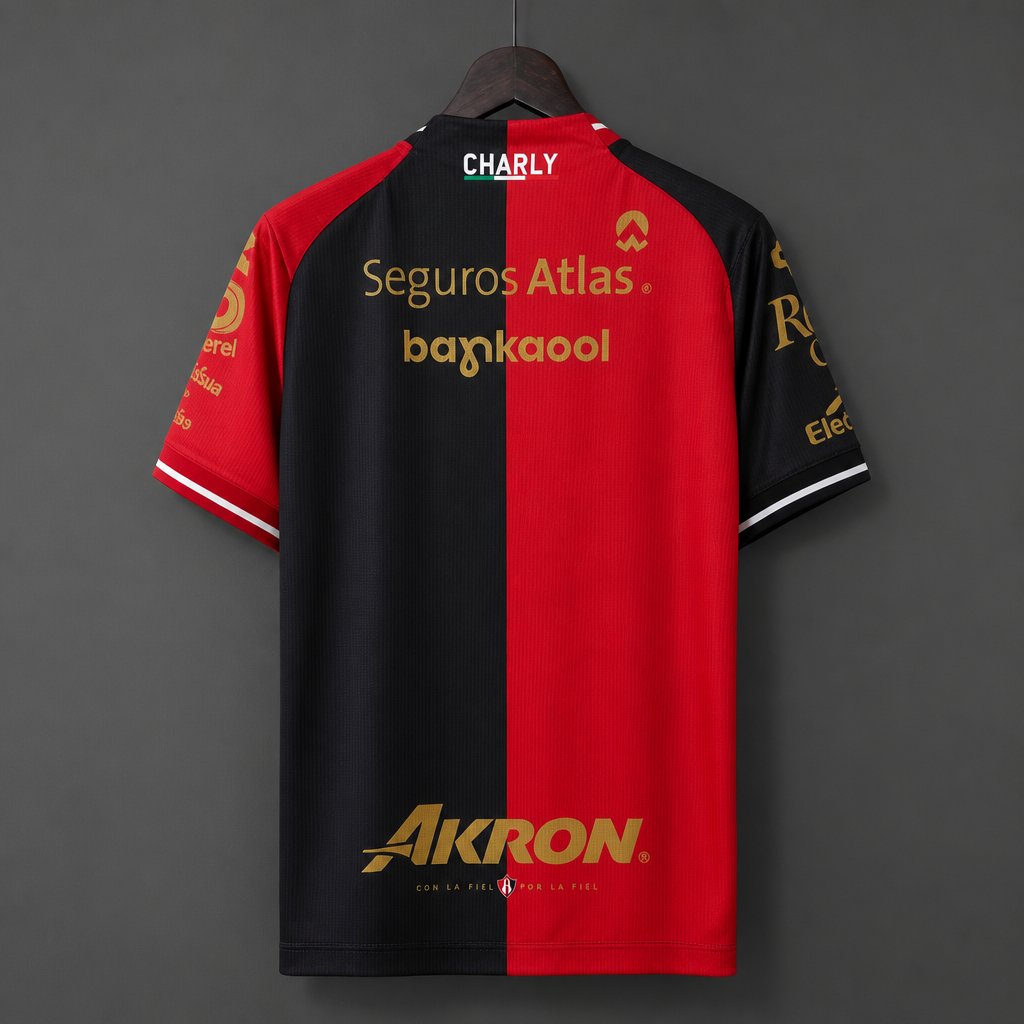 2026 Atlas FC Red & Black Vertical Half Split 110th Anniversary Home Jersey