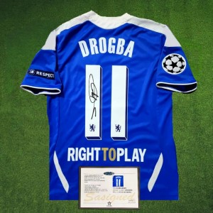 drogba chelsea 11/12 signed + cert